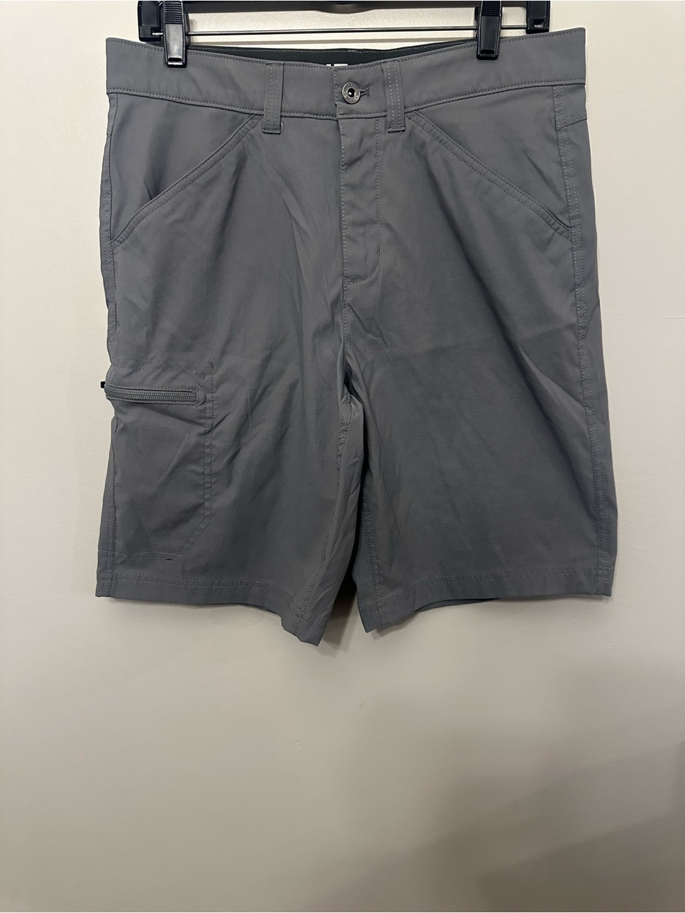 Eddie Bauer Rainier Shorts Mens 32 Gray Stretch Hiking Outdoor Cargo Zip Pocket
